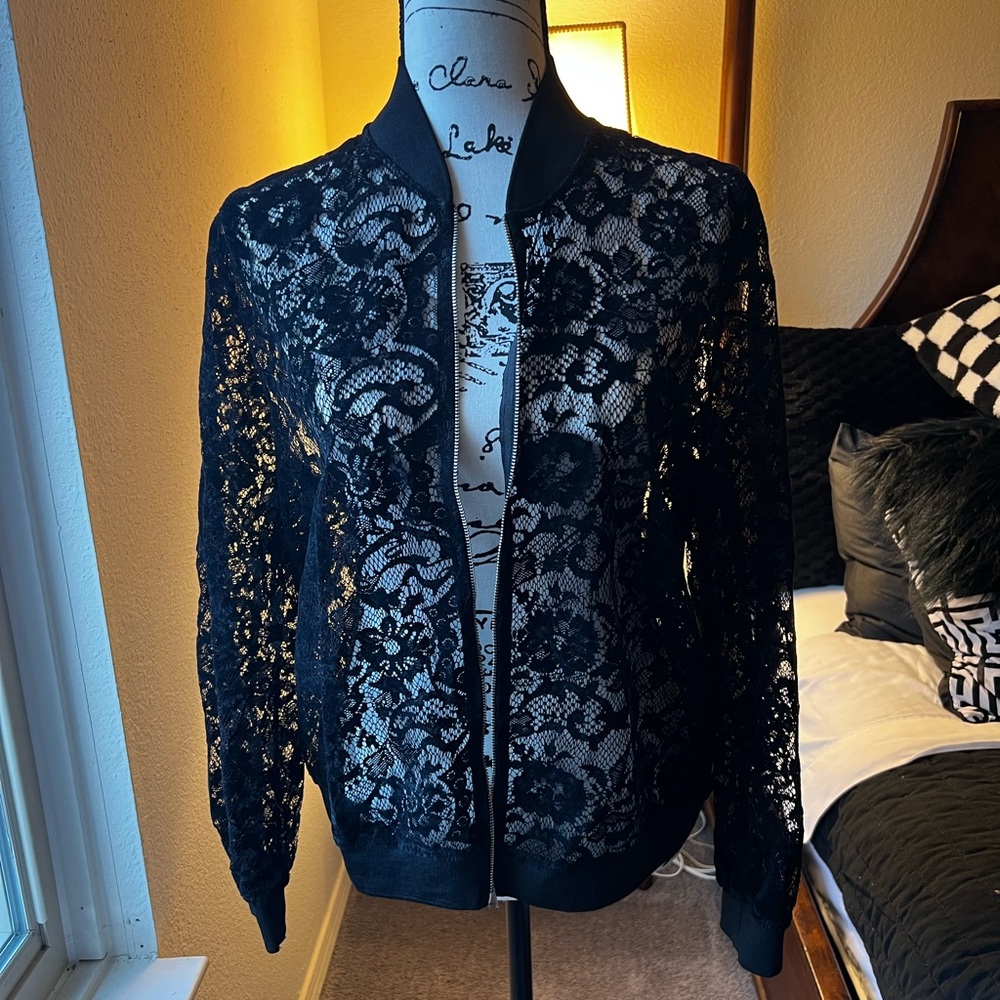 Zara Lace Long Sleeve Zip Up